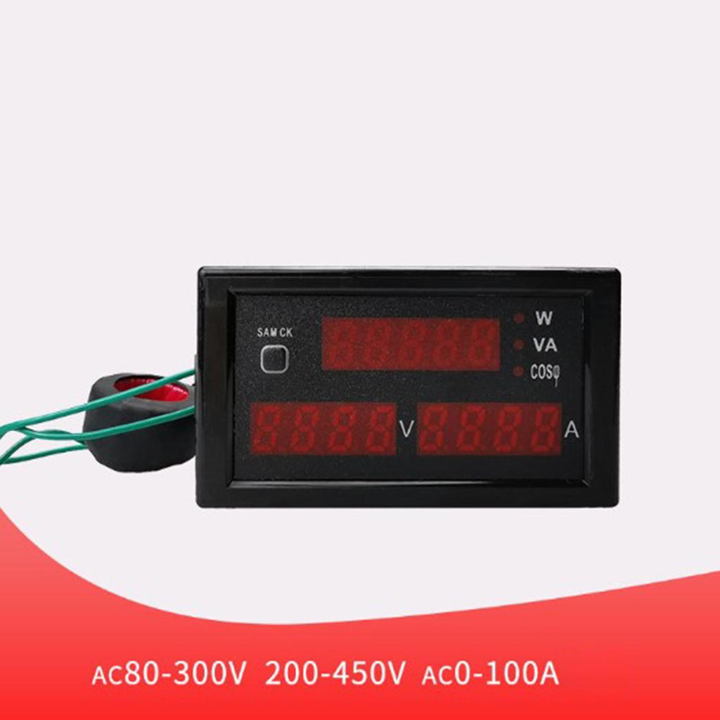 Digital AC Voltmeter Ammeter Dual Display LCD Volt Ampere Meter AC200~450V