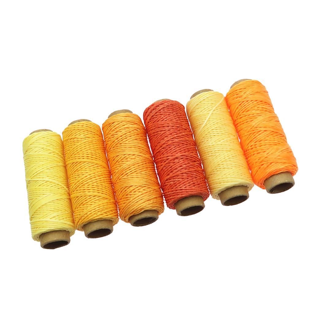 6x Leather Sewing Flat Waxed Thread Wax String Hand Stitching Craft 50