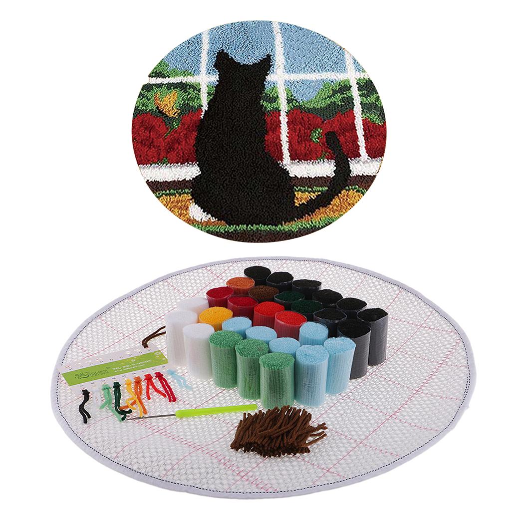 Puppy & Kitten Latch Hook Rug Kit Handmade Carpet Cushion DIY Home Ornaments