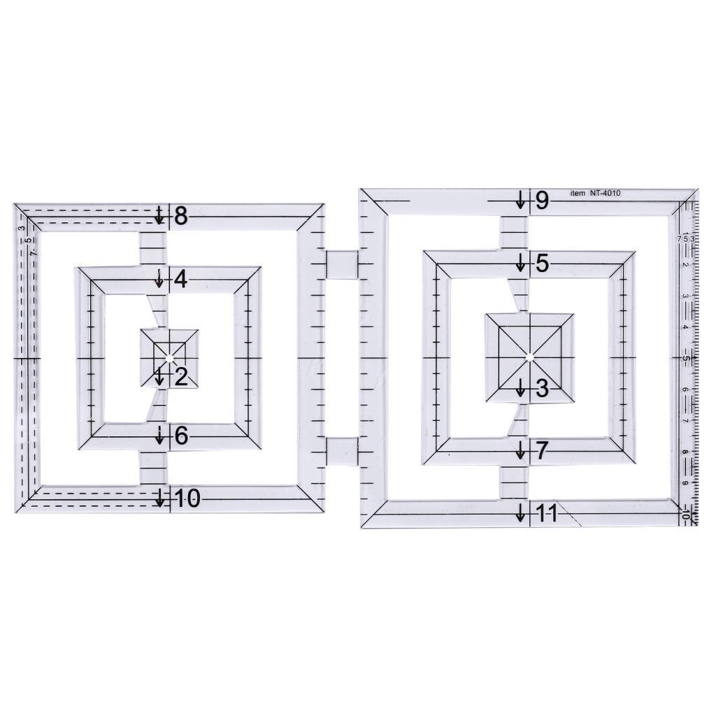 5 Pieces Creative Acrylic Twin Ruler Patchwork Quilting Ruler Double Hexagon Square Triangle Pentagon Circle Templates