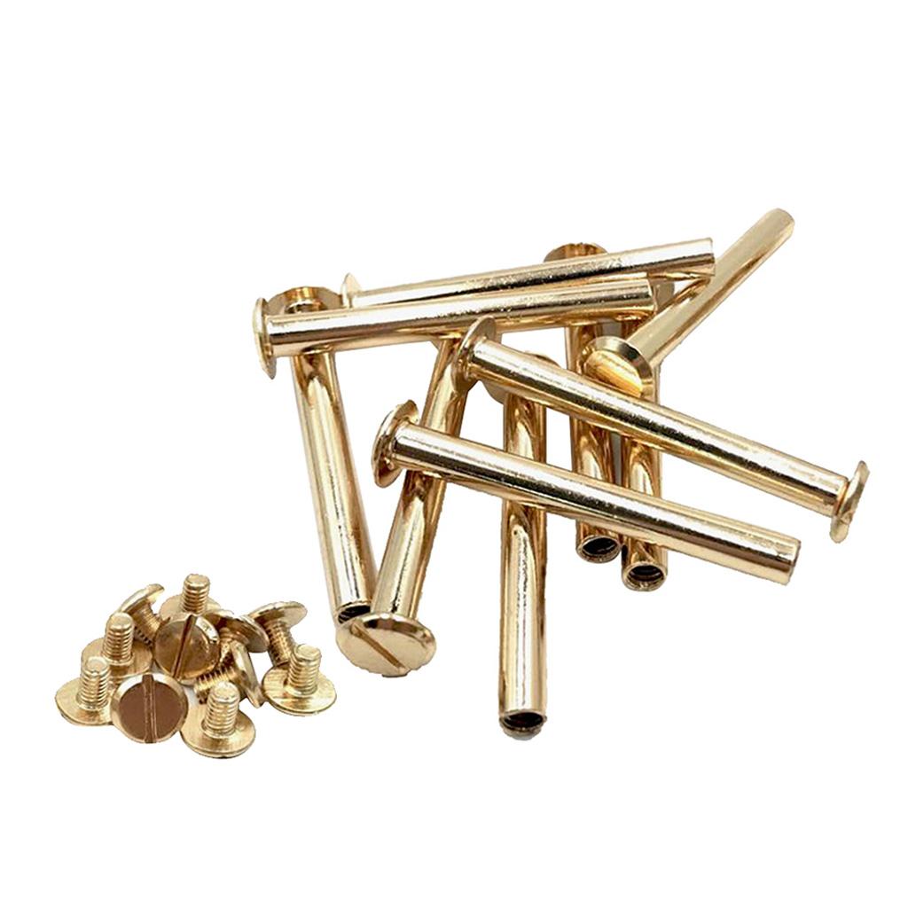 10 Sets Posts Binding Screwback Rivets Scrapbook Binding Tool Golden 10x40mm