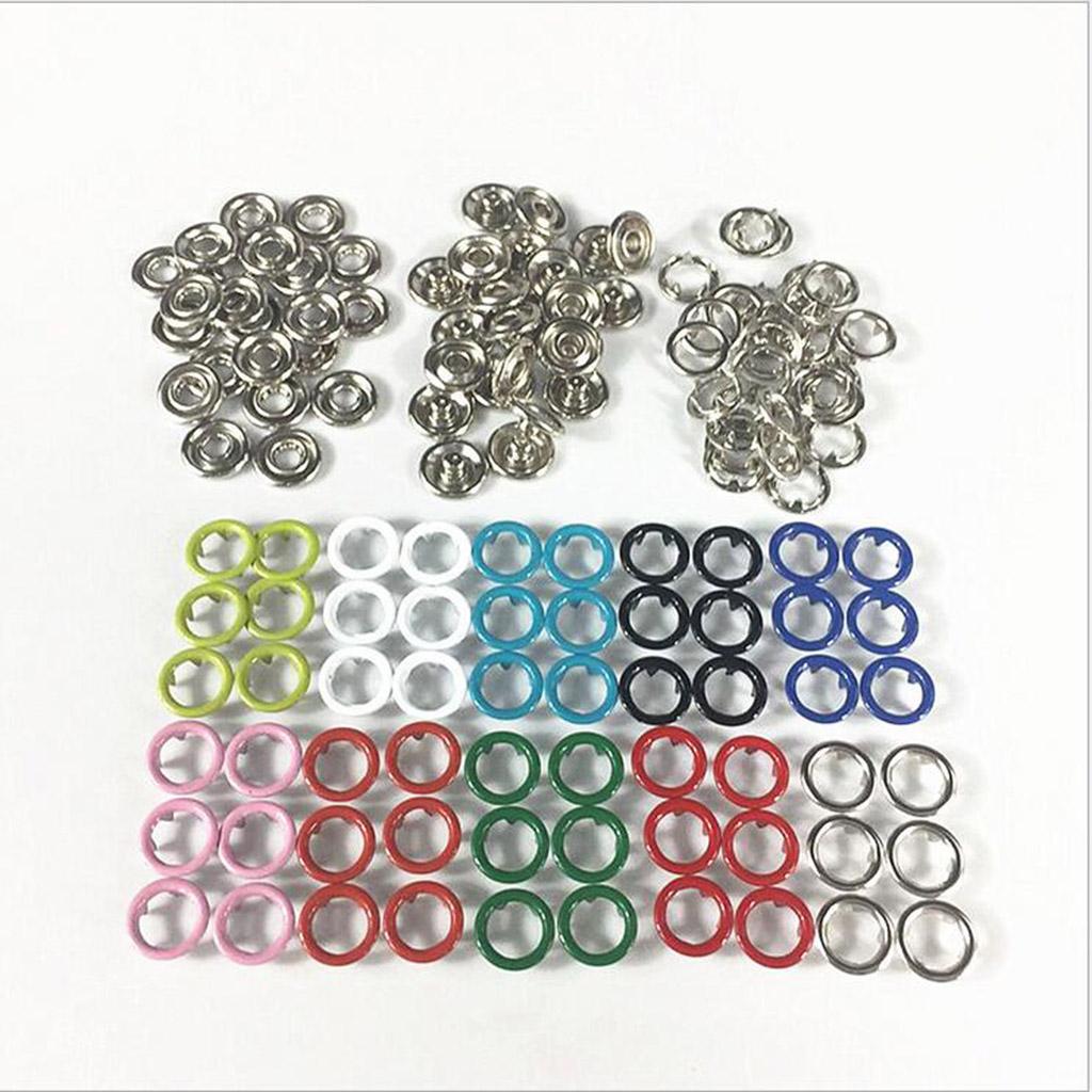 100 Set Prong Ring Snap Fasteners Sewing Buttons DIY Handmade Craft Supplies