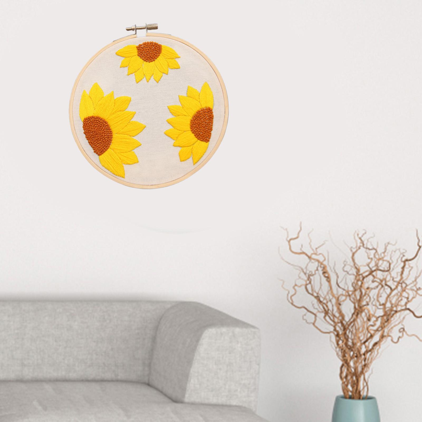 Sunflowers Embroidery Kit Stamped including Hoop Frame Threads Sunflowers 1