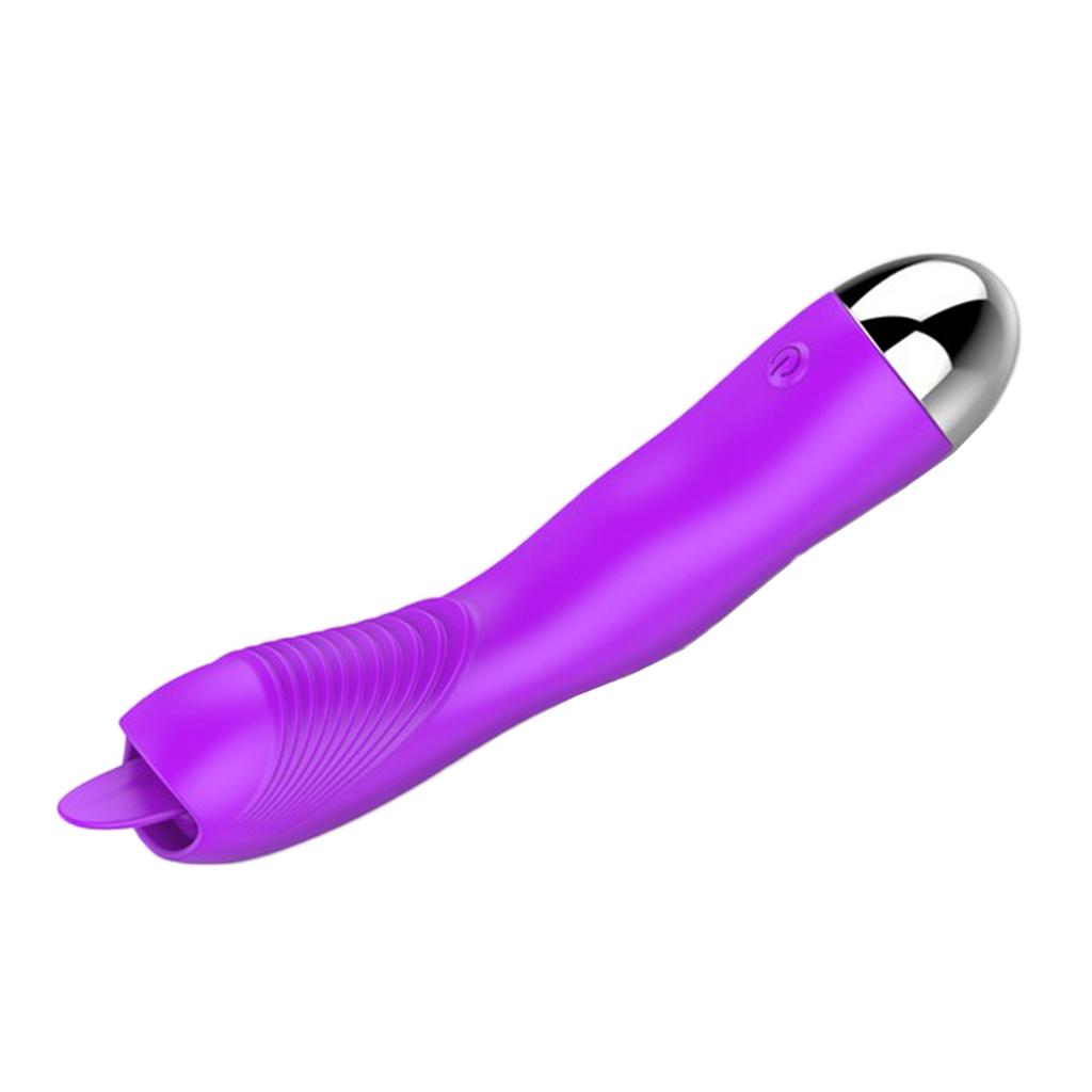Female Electric Vibrator Massager w/Tongue Licking Clitoral Nipples Purple