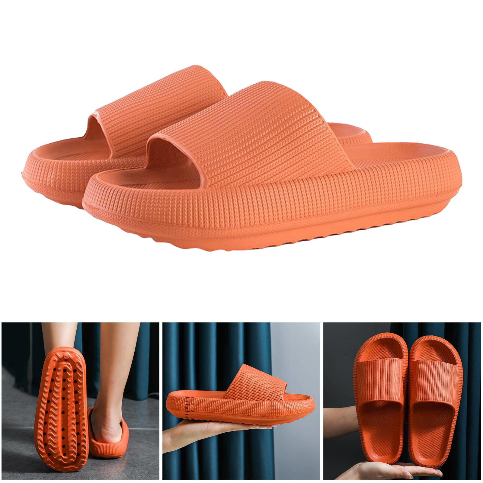 Super Soft Unisex Home Slippers Shoes Non-slip Open Toe House Shower Sandals Orange  40-41