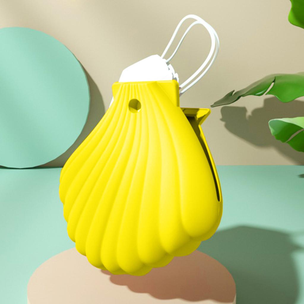 Portable Shell Silicone Face Covering Storage Bag Container Holder Yellow