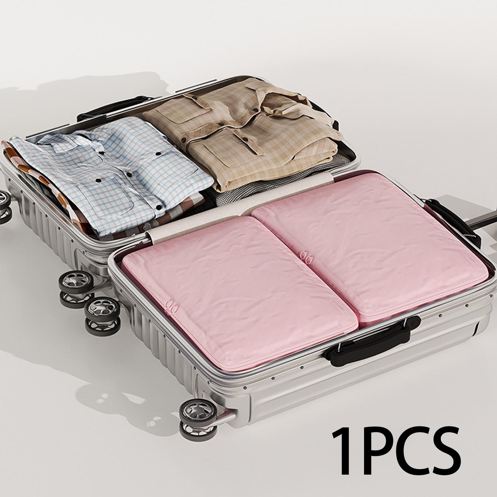 Compression Packing Cube Packing Organizer Smooth Two Way Zipper Collapsible Pink 40x30x12cm