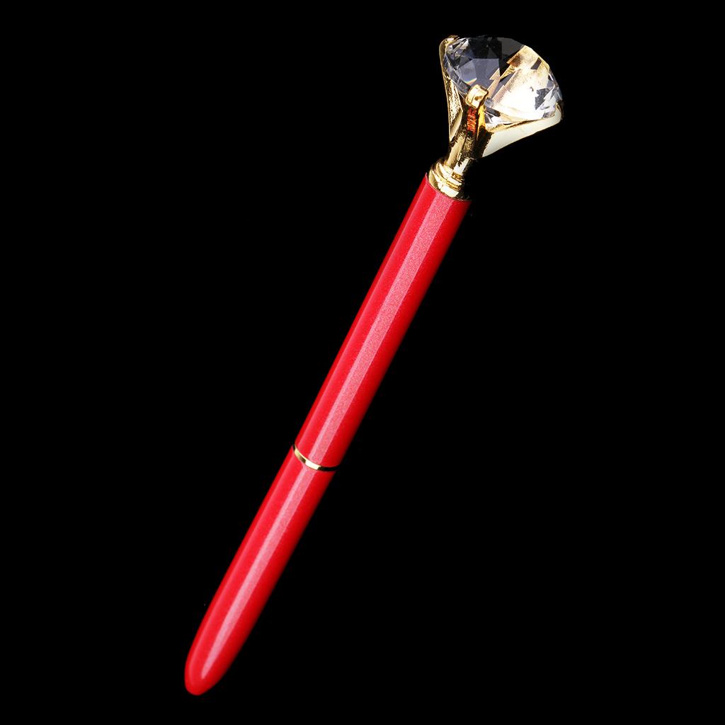 3xRhinestone Ballpoint Pen High-end Metal Pen Ballpoint Pen  Red