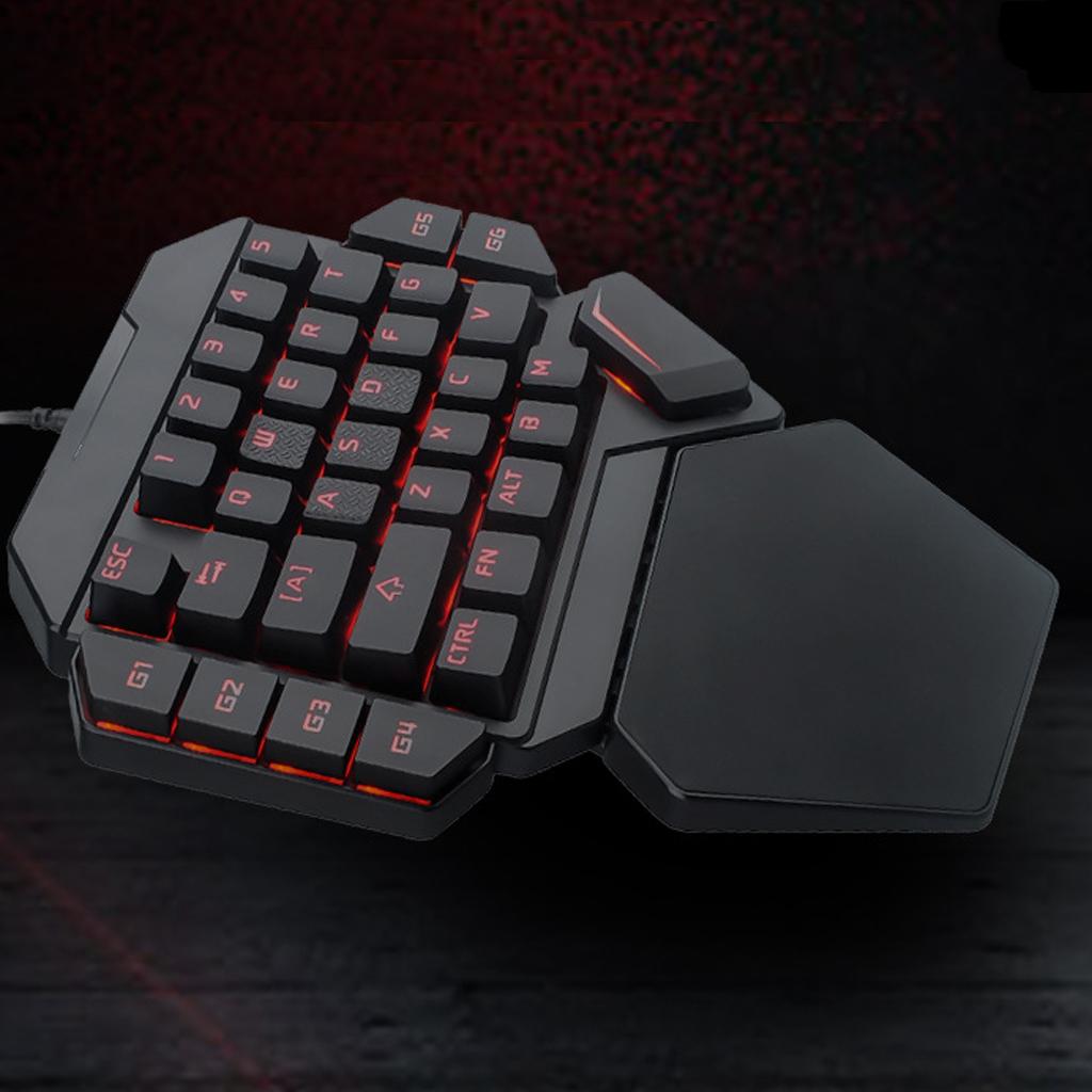 LED Mechanical Keyboard One-Handed Game Keyboard Computer USB Keypad 35 Keys