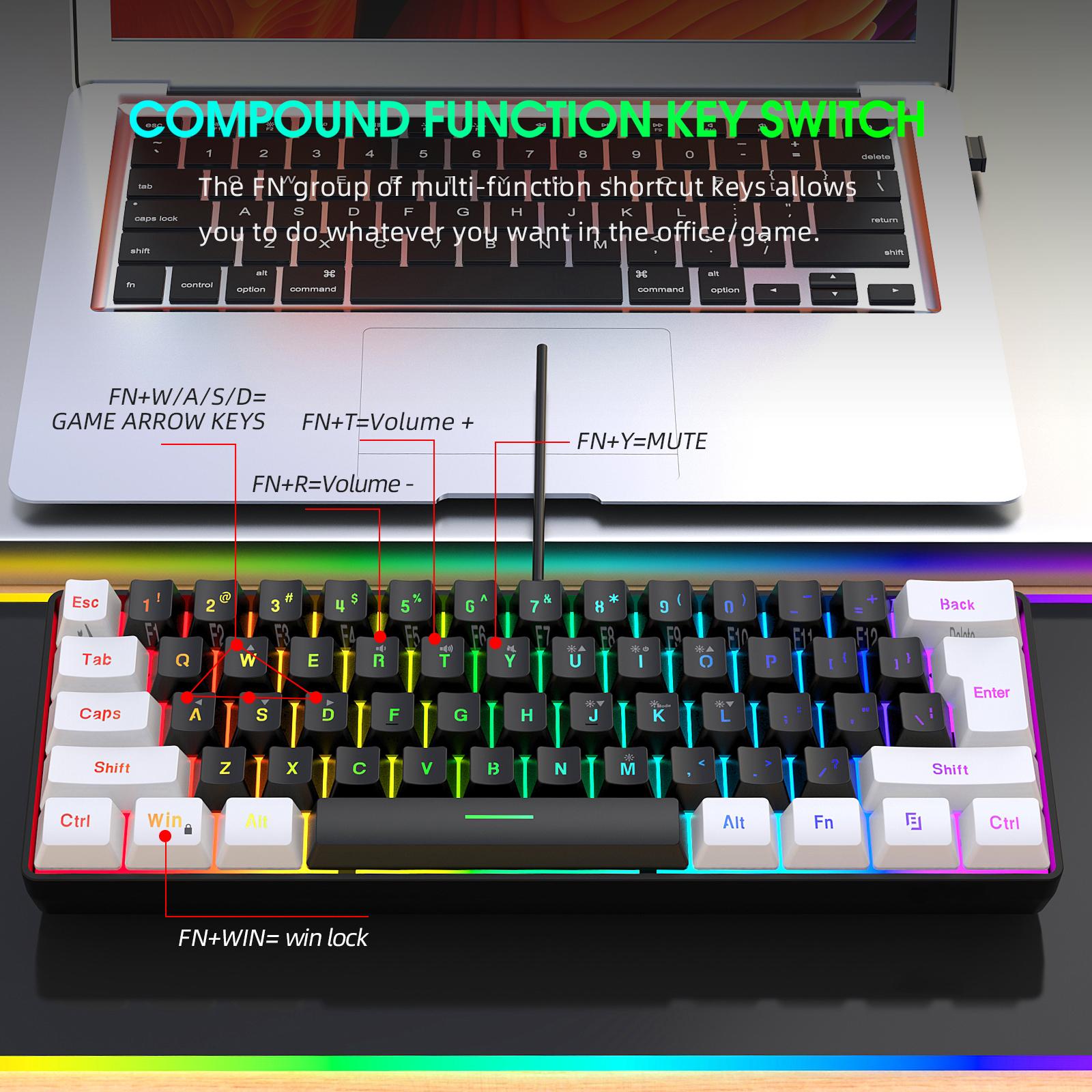 Gaming Keyboard PC Keyboard Multifunctional Portable Ergonomic for PC Office