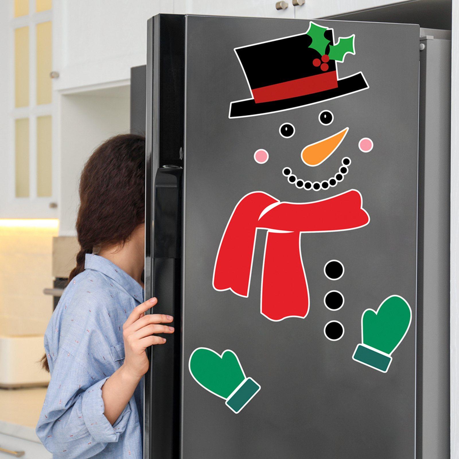 Snowman Refrigerator Sticker Expression Waterproof Christmas Decor CT032