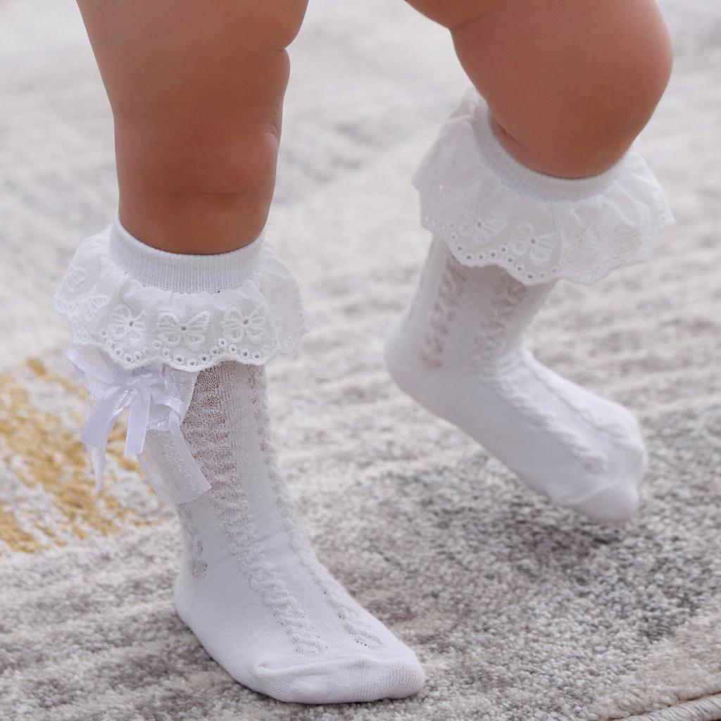 Summer Spanish Romany Baby Girls Ankle Socks Double Bow school uniform 