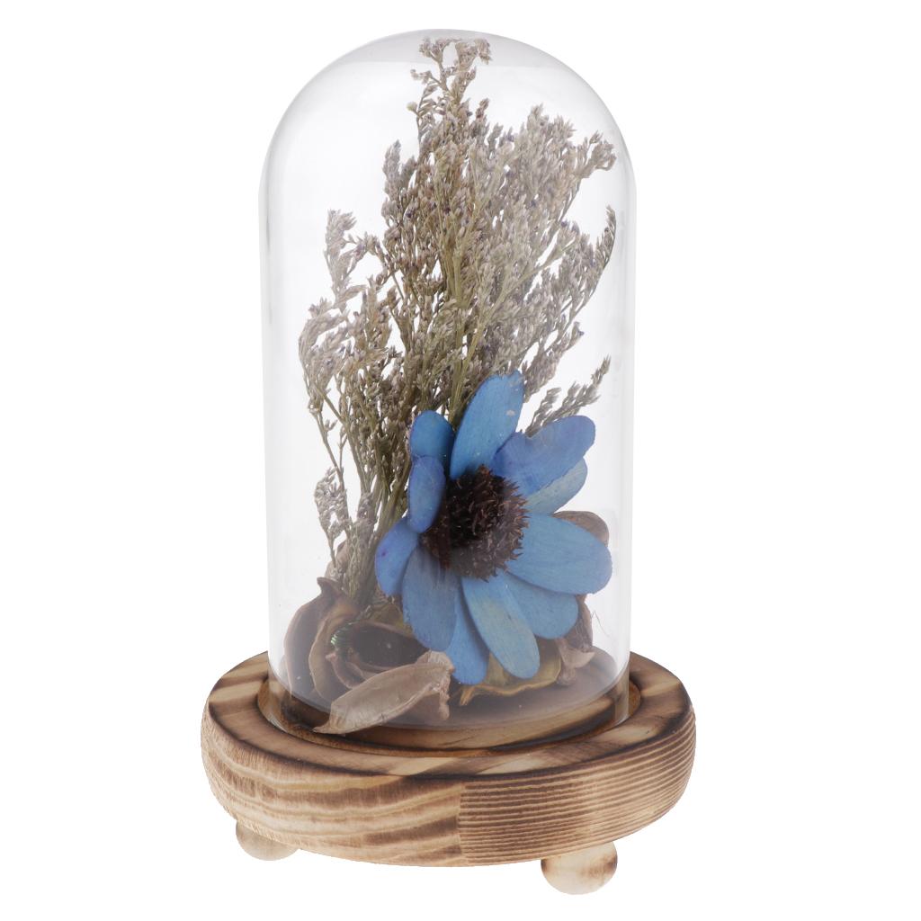 Dried Flower In Glass Bottle Handmade Sunflower MicroLandscape Blue