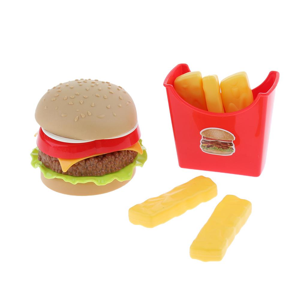 Kid Pretend Play Food Toy Burger Fries Egg Tart Cola Snack Drink Kitchen Playset 