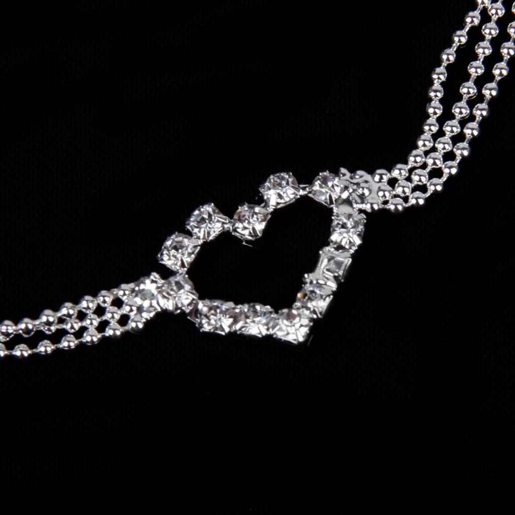 Lady Anklet Ankle Bracelet Beads Chain Crystal Rhinestone Heart Silver