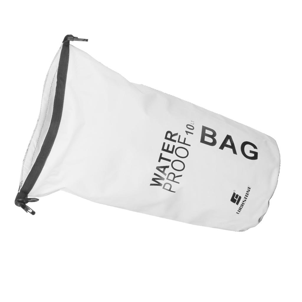 10L Waterproof Dry Bag Pouch Camping Boating Kayaking Rafting Canoeing White