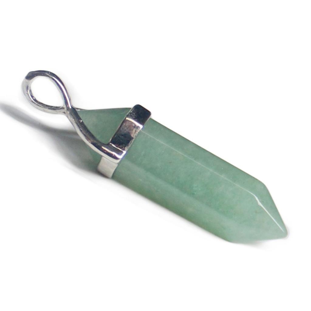 Green Aventurine Hexagonal Pointed Reiki Healing Pendant Fit Chain Necklace