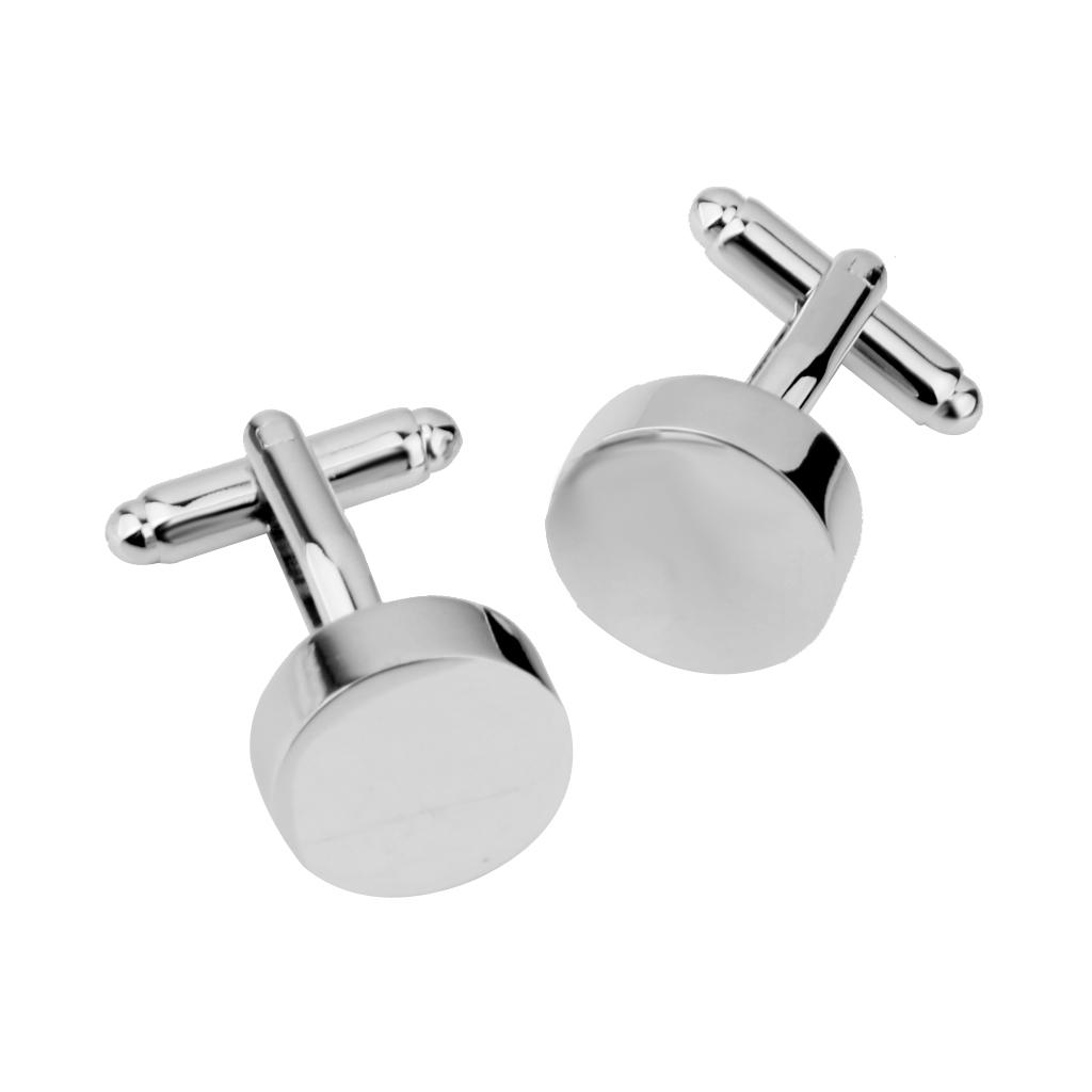 Mens Shirt Cufflinks Business Suit Round Cuff Links Wedding Gift Silver