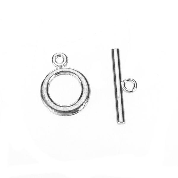20 Sets Silver Round Toggle Clasps