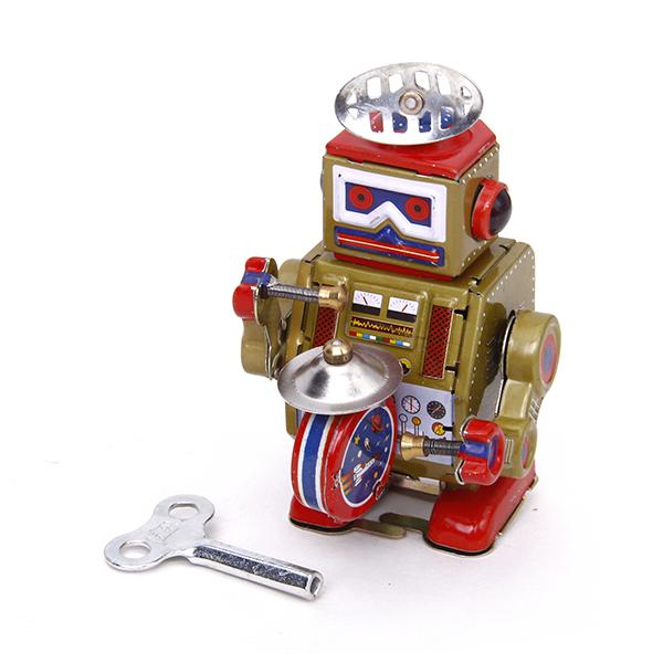 Drummer Robot Wind Up Mini Toy Collectible Gift