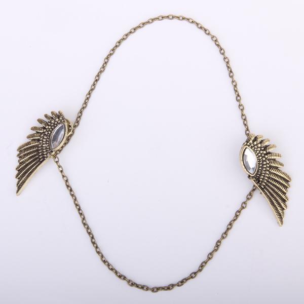 Vintage Angel Dangle Chain Collar Tip Brooch with Crystal Rhinestones