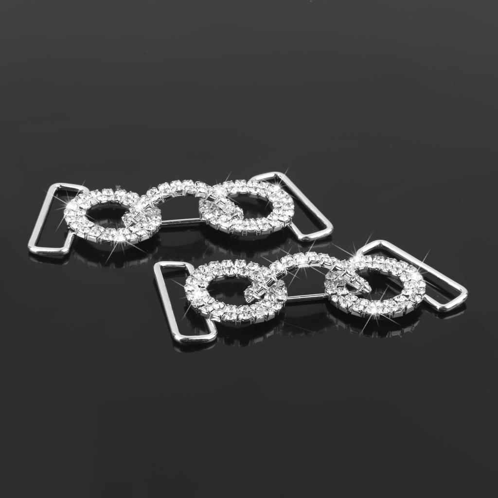 2pcs Double Ring Crystal Rhinestone Buckle Bikini Chain Side Connectors