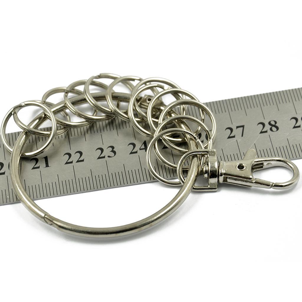 Large Key Ring Round Alloy Key Chain Keyring Holder w.12pc Jump Rings ...
