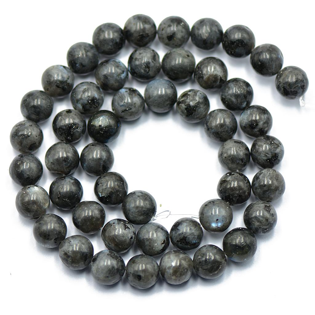 8mm Natural Black Labradorite Round Larvikite Gemstone Loose Beads 15.5"