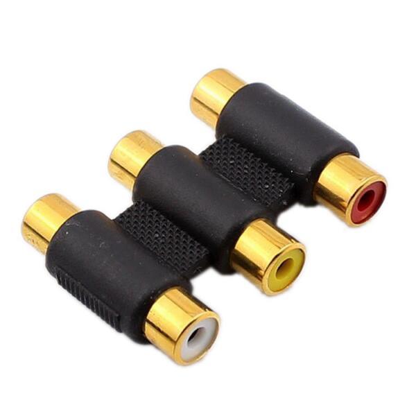 RCA 3 Female to 3 Female Coupler Gold-plated Black