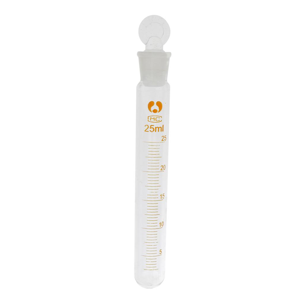 Glass Test Tube Round bottom with glass stopper cap for Chemistry Lab 25ml