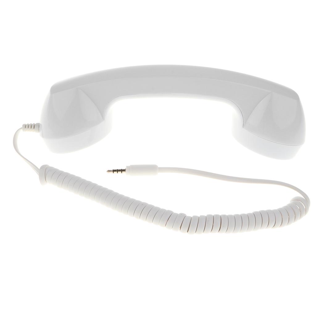 3.5mm Mic Retro Cell Telephone Handset Phone Classic Receiver White