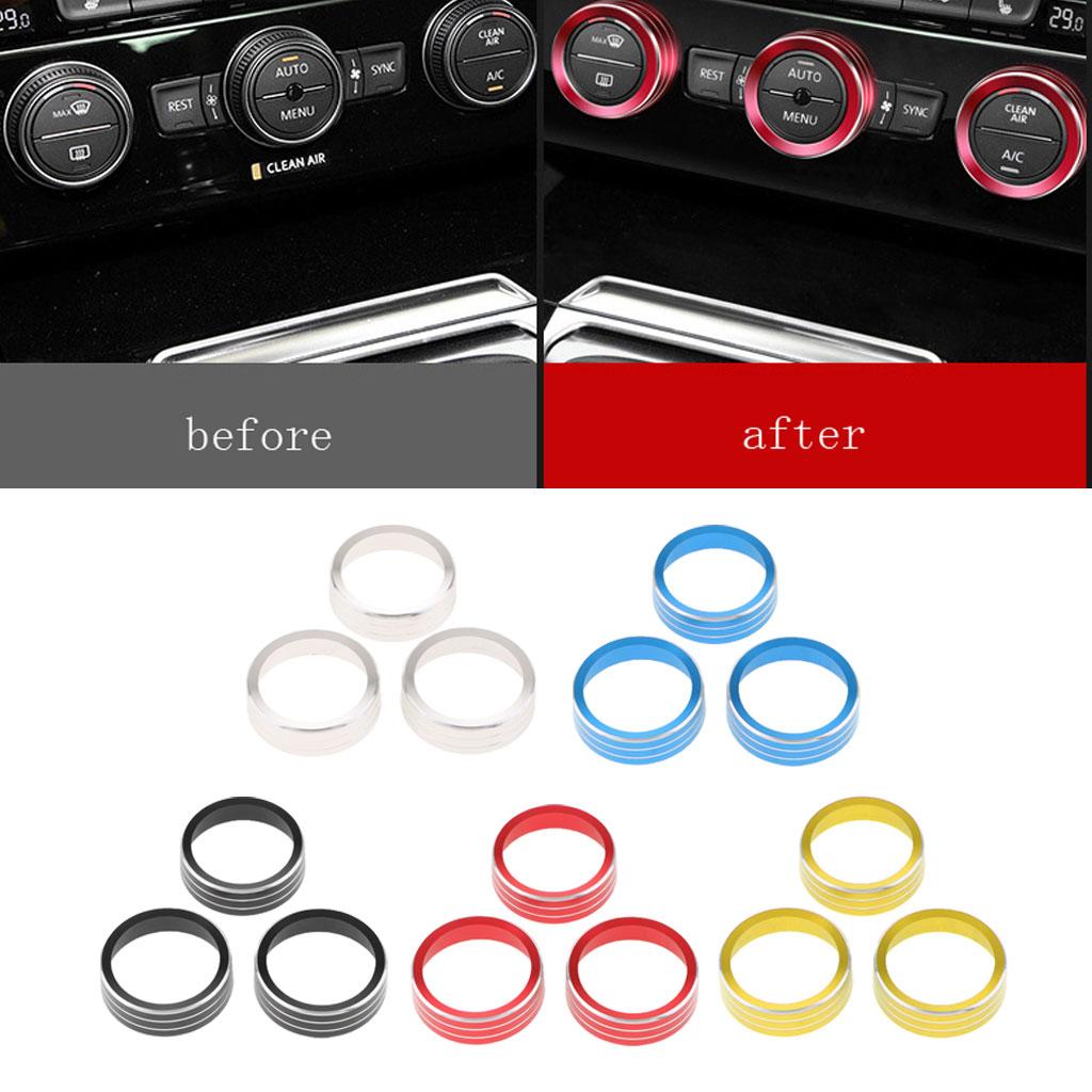 Car Air Conditioning Control Ring Knob Covers for Volkswagen Tiguan Red