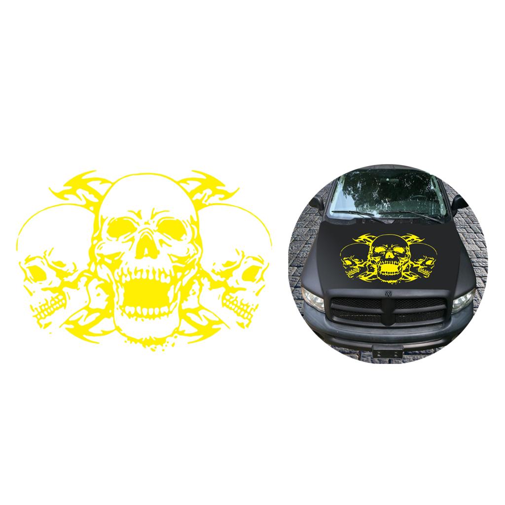 Skull Head Car Bonnet Stickers Graphic Decal for Trucks Boats Yachts Yellow