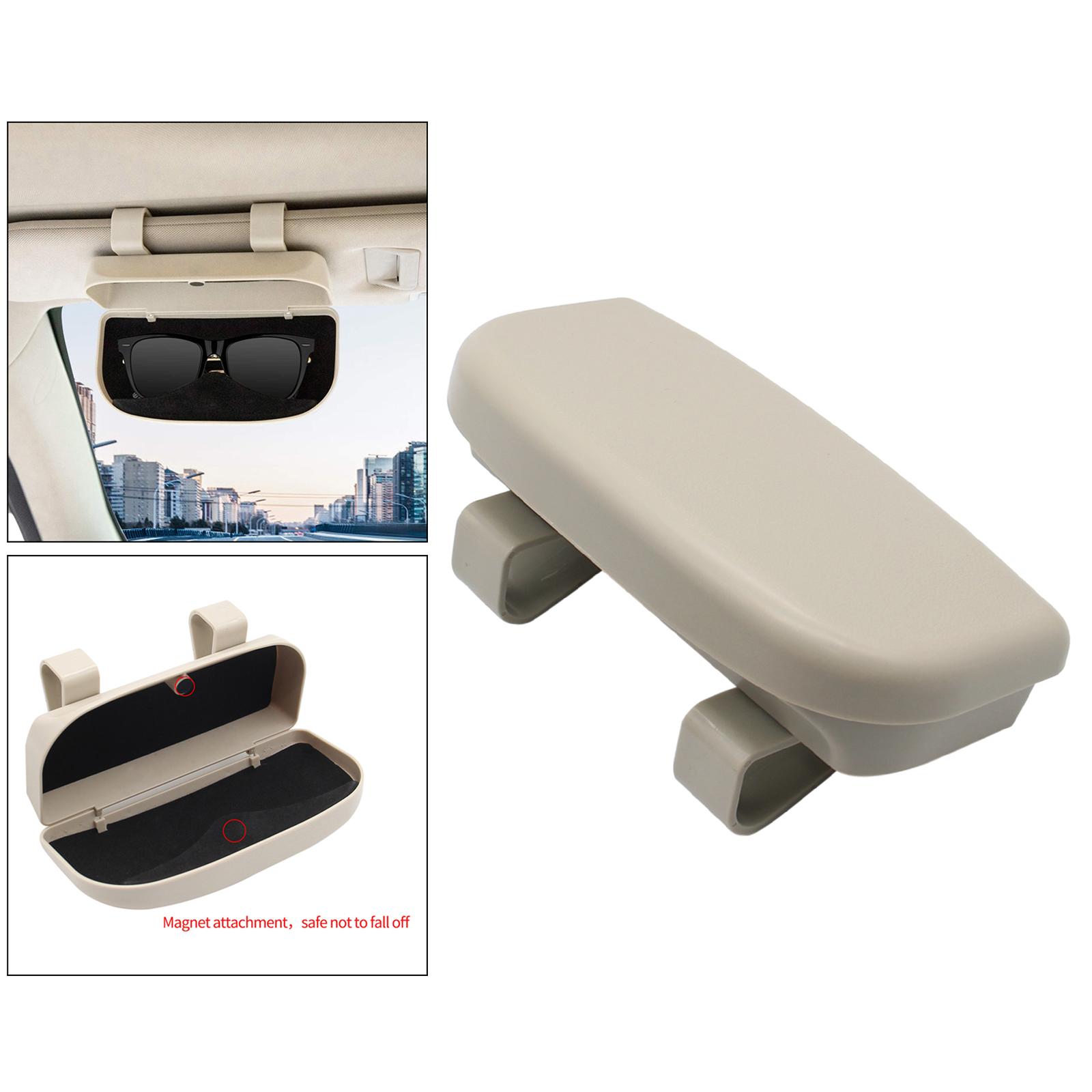 Car Sunglasses Holder Box Magnetic Eyeglasses Storage Cage Clip On Beige