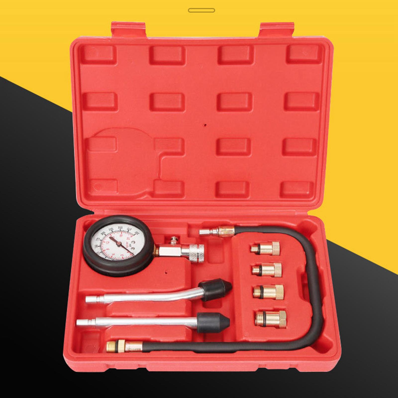 Portable 8 Pieces Automotive Gasoline Engine Cylinder Compression Tester Set