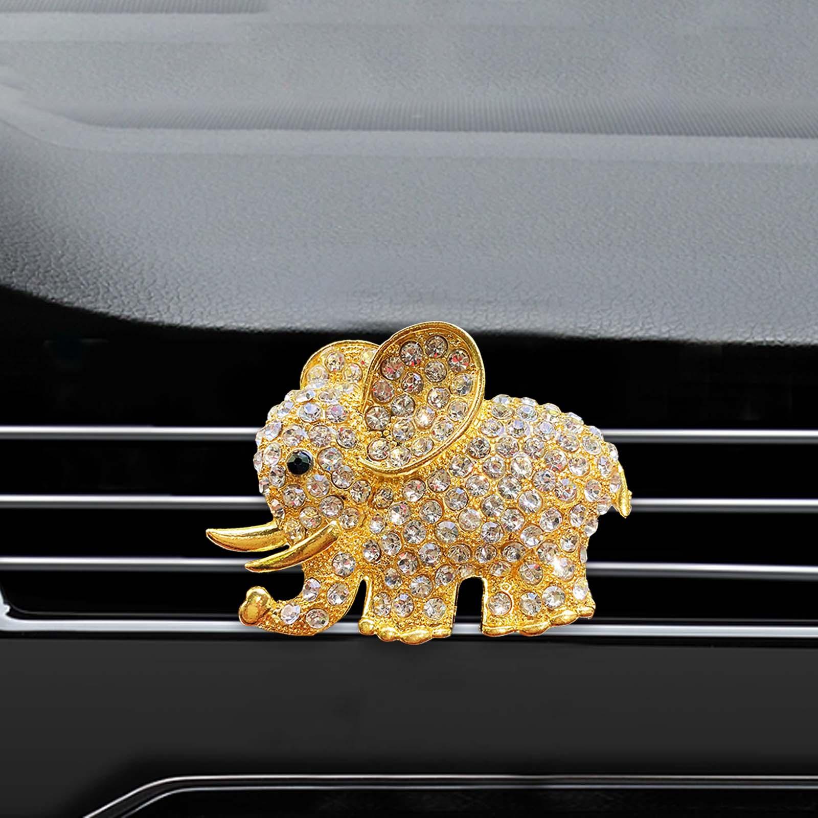 Car Aromatherapy Vent Clip Elephant Rhinestone Air Conditioner Vent Diffuser Golden