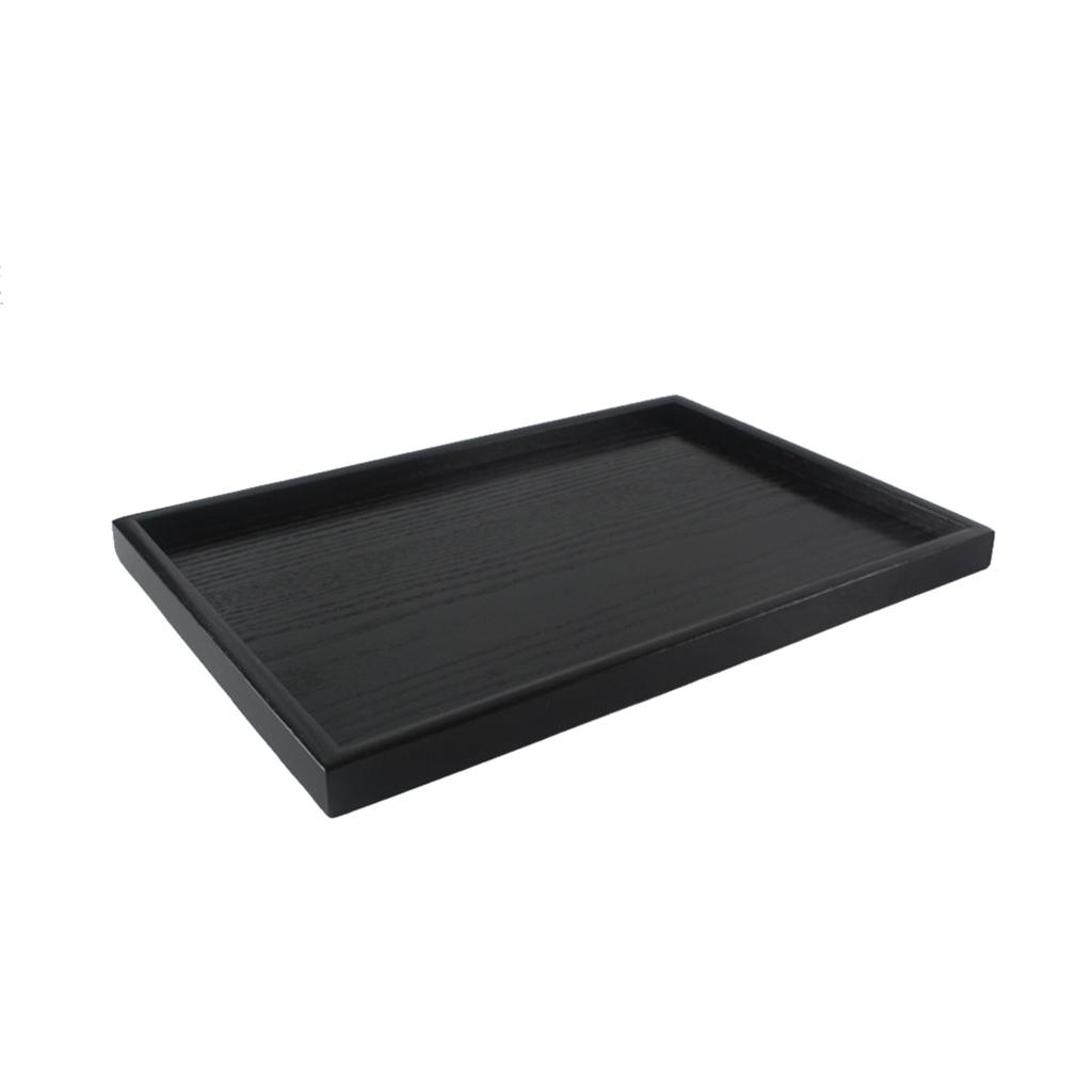 Natural Wood Serving Tray SPA Tea Food Server Dishes Platter Black Plate-L