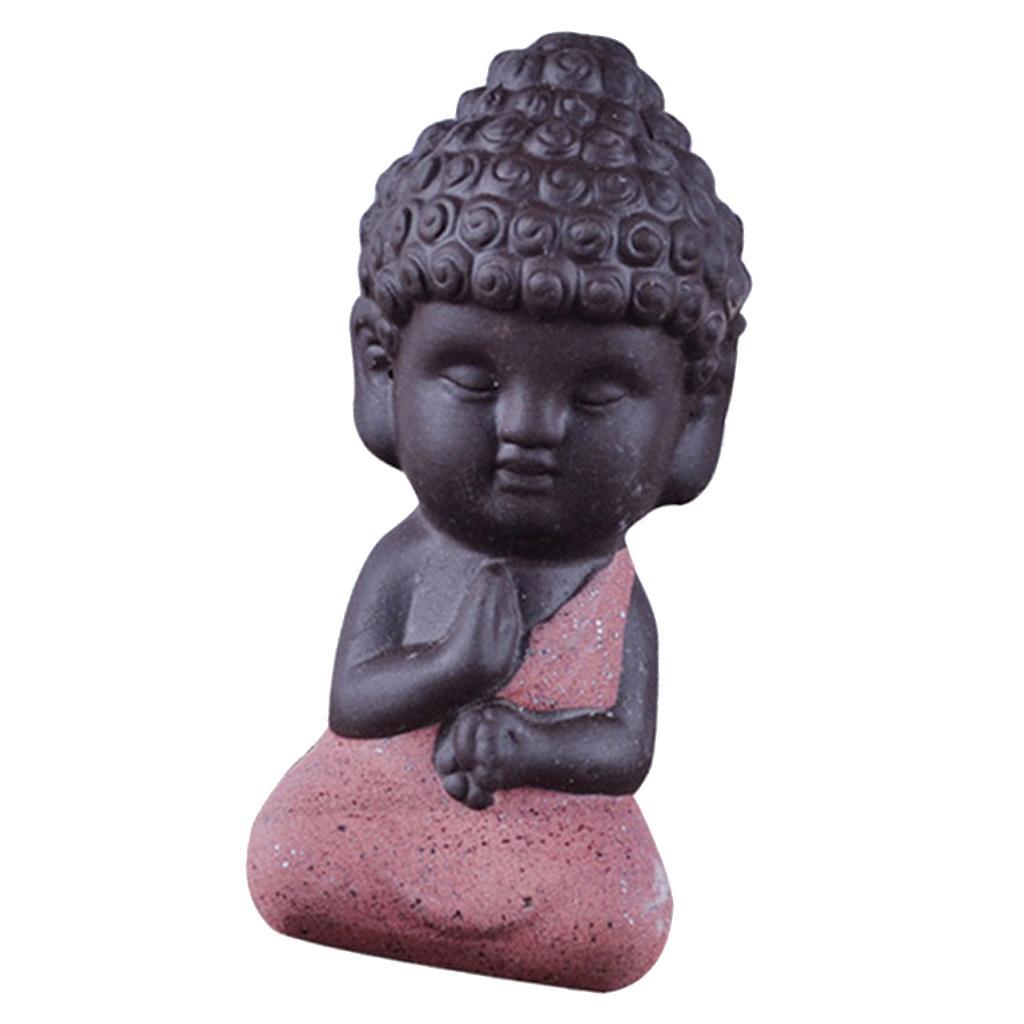 1x Mini Mönch Buddha Figur Skulptur Statue Tee-Tray Dekor Teezeremonie Zubehör