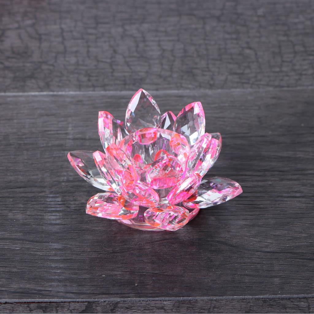 Shiny Crystal Glass Buddhist Lotus Flower Tealight Candle