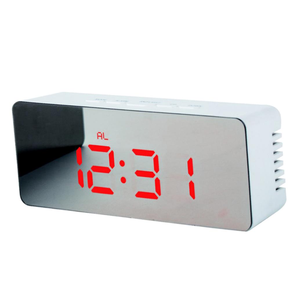 NEU Spiegel Digital Wecker Alarm Alarmwecker LED Tischuhr Thermometer Snooze DE 