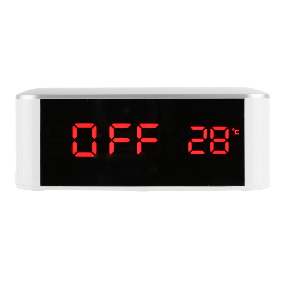USB Electronic Mirror Desktop Alarm Clock Thermometer With Backlight Red