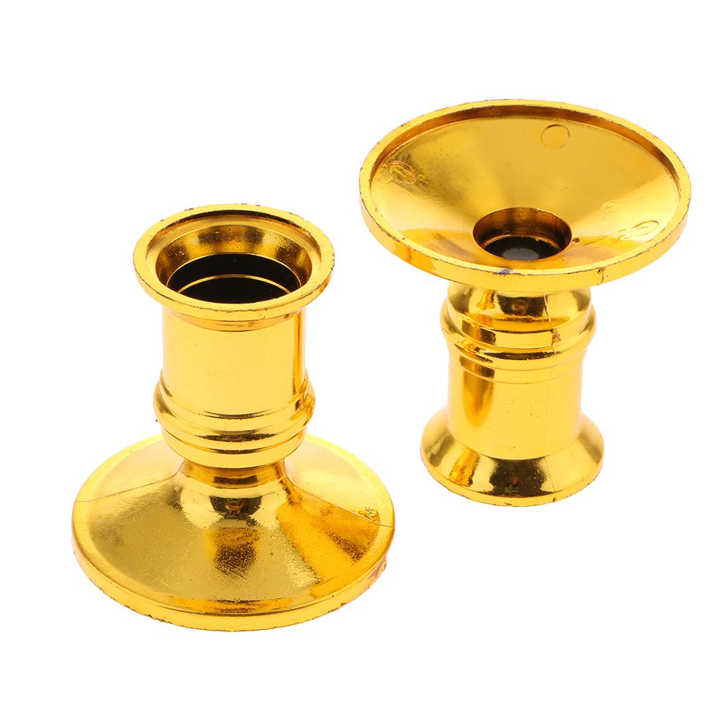 2pcs Plastic Pillar Candle Base Electronic Taper Candle Stand Base Gold