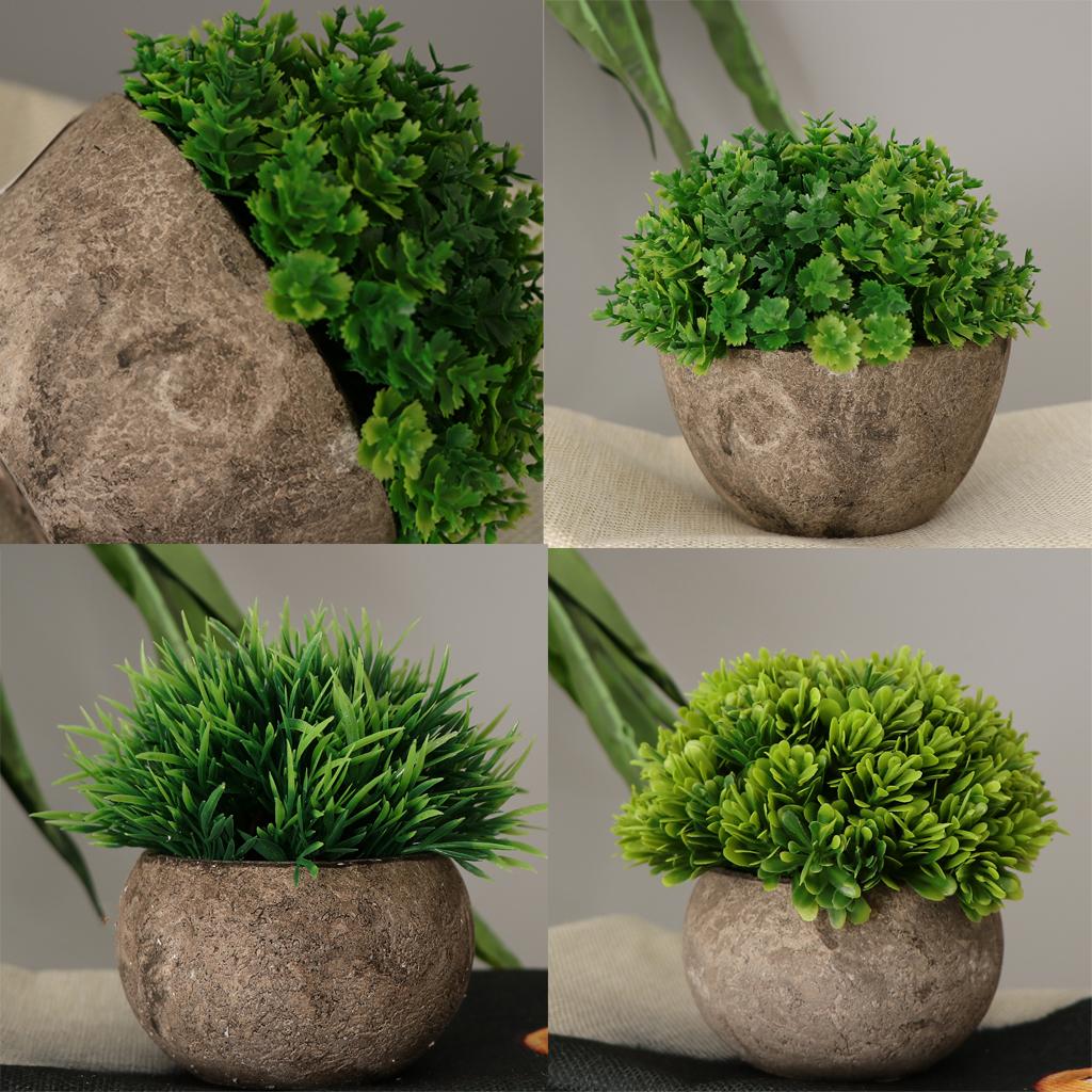 Mini Simulation Flower Bonsai Tree Mini Artificial Leaves Plant with Pot  1