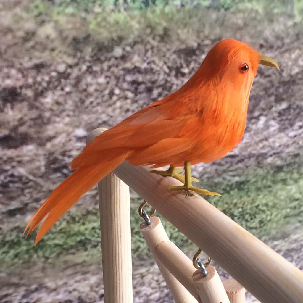 Decorative Artificial Feathered Miniature Birds Figure Model 7-Orange