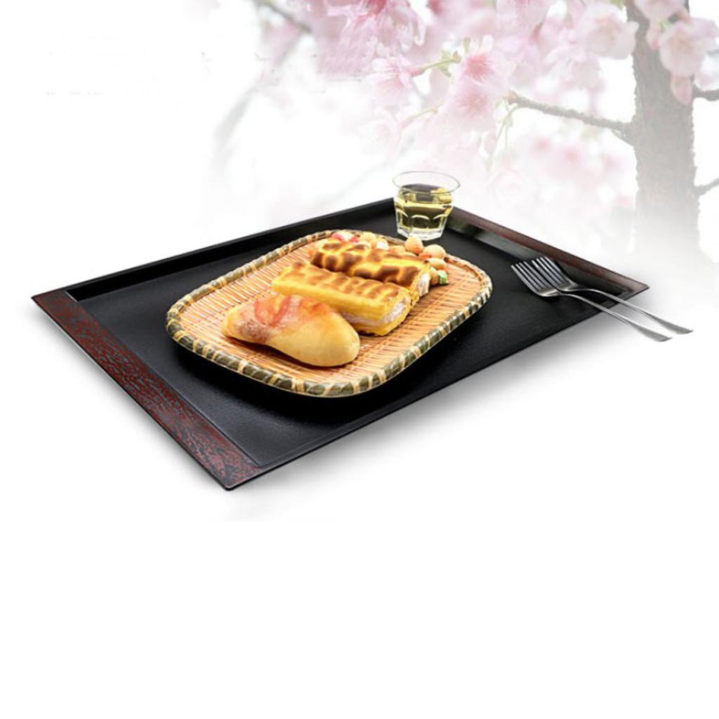 Black Plastic SIMPLE DESIGN Non Slip Food Breakfast Serving Tray 19 inch