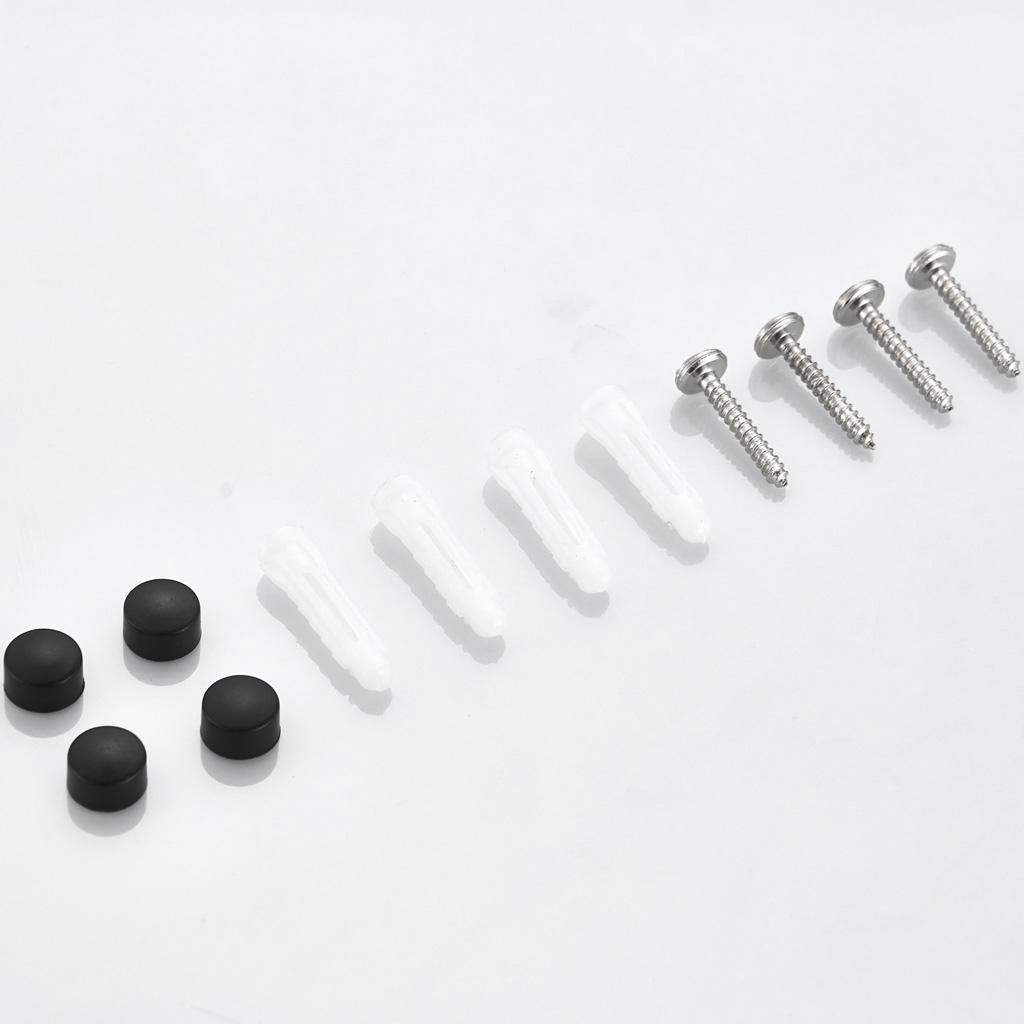 59 cm aluminum black matte bathroom towel rack with hooks Black_4 bars