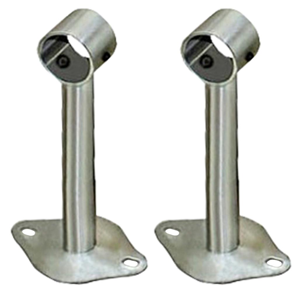 2pcs Stainless Steel Wardrobe Pipe Lever Rod Holder Socket Bracket 150mm