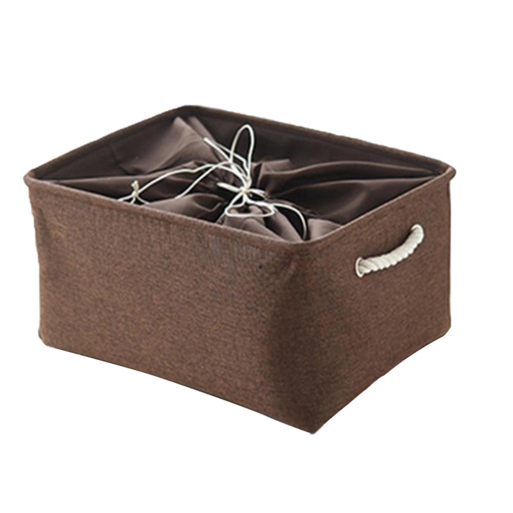 Cubby Storage Basket Organizer Bin with Drawstring Storage Bin Coffee