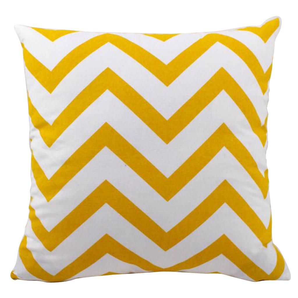 Canvas Stripe Printed Throw Pillow Cover Cushion Cover Pillowcase 50cm Yellow 