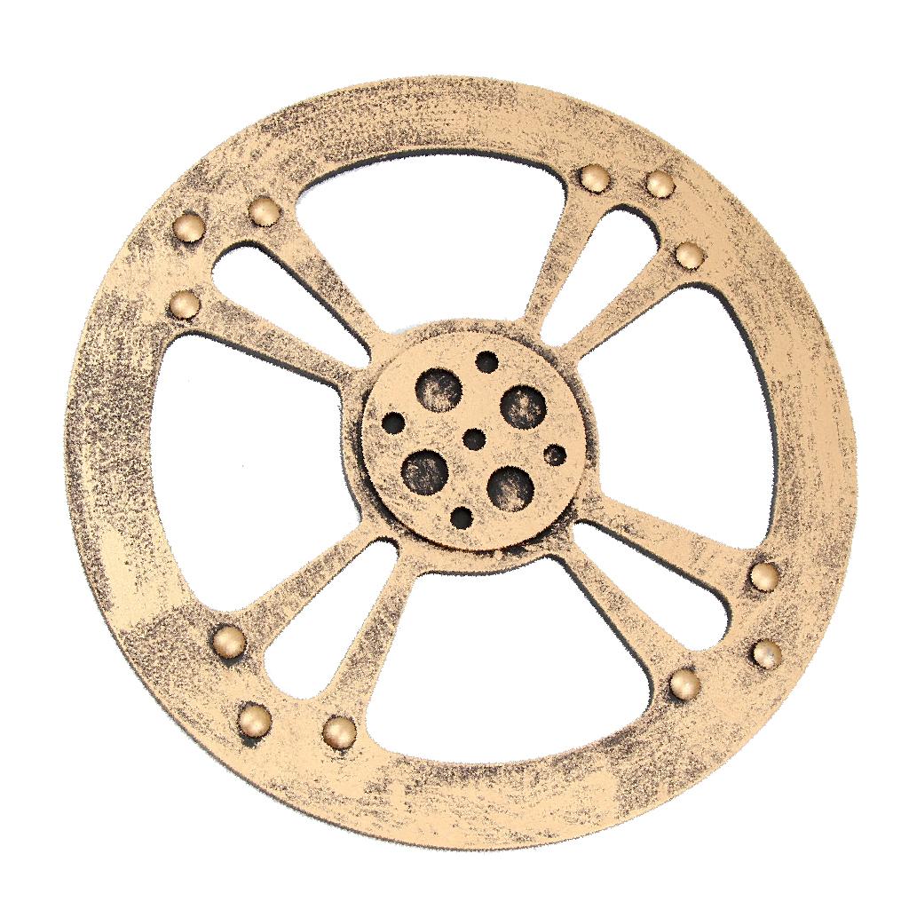 Wooden Gear Wall Art Industrial Style Shabby Chic Wall Decor 32cm Gold